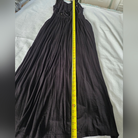 Dressbarn Black Crochet Floral Lace Halter Neck Drawstring Waist Maxi Dress 6 - Picture 9 of 12